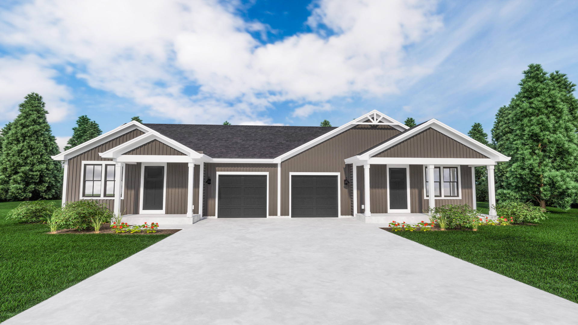The Pine and Cypress Duplex Condo Rendering by Stepping Stone Homes