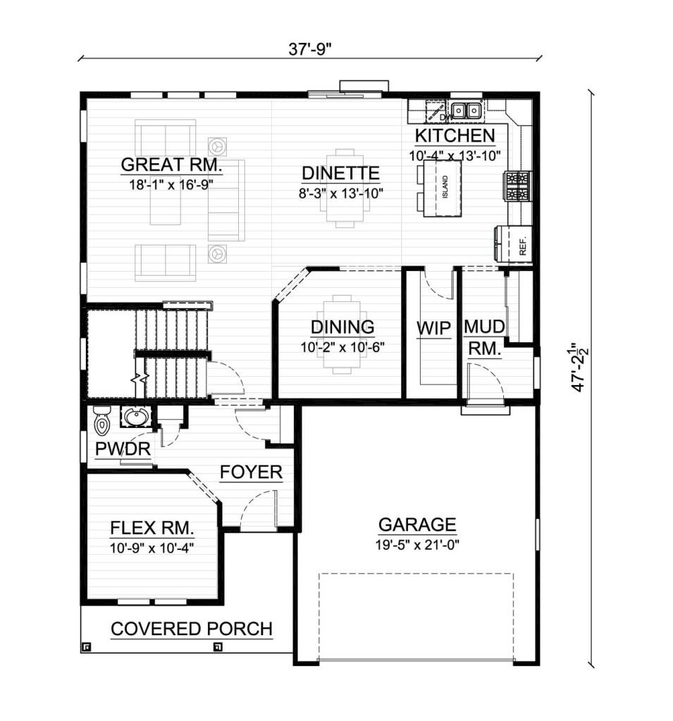 The Prescott First Floor Plan by Stepping Stone Homes
