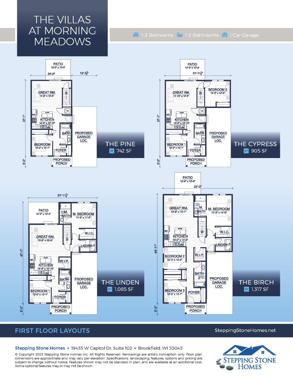 The Villas at Morning Meadows Floor Plans by Stepping Stone Homes WI