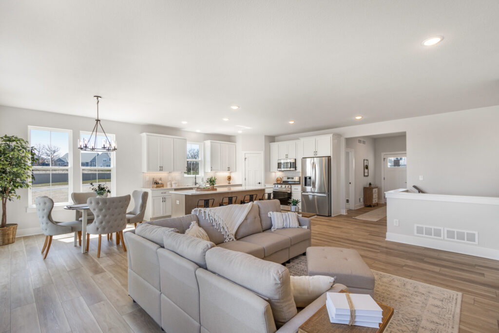 The Juniper Duplex Great Room by Stepping Stone Homes
