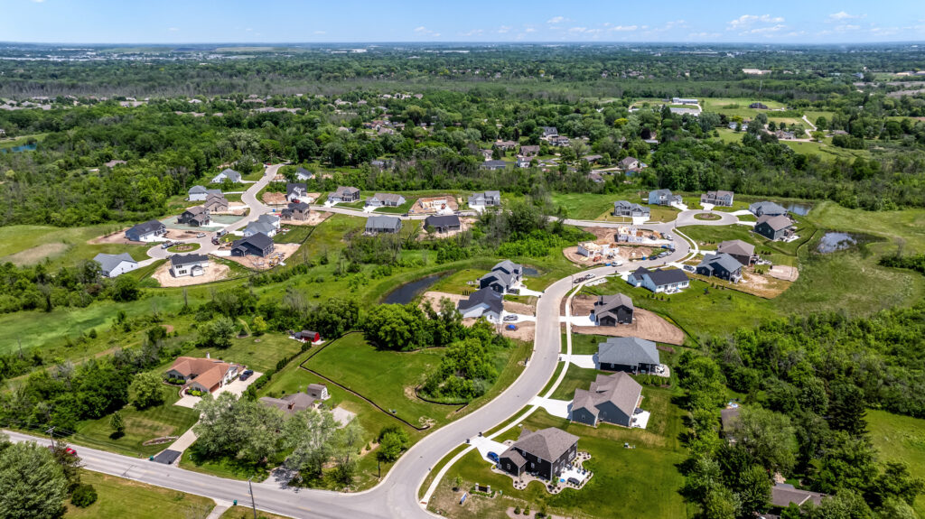 Aerial View of Edgewood Preserve New Home Community in Menomonee Falls Wisconsin