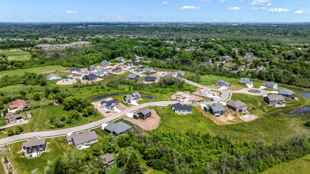 Aerial View of Edgewood Preserve New Home Community in Menomonee Falls Wisconsin