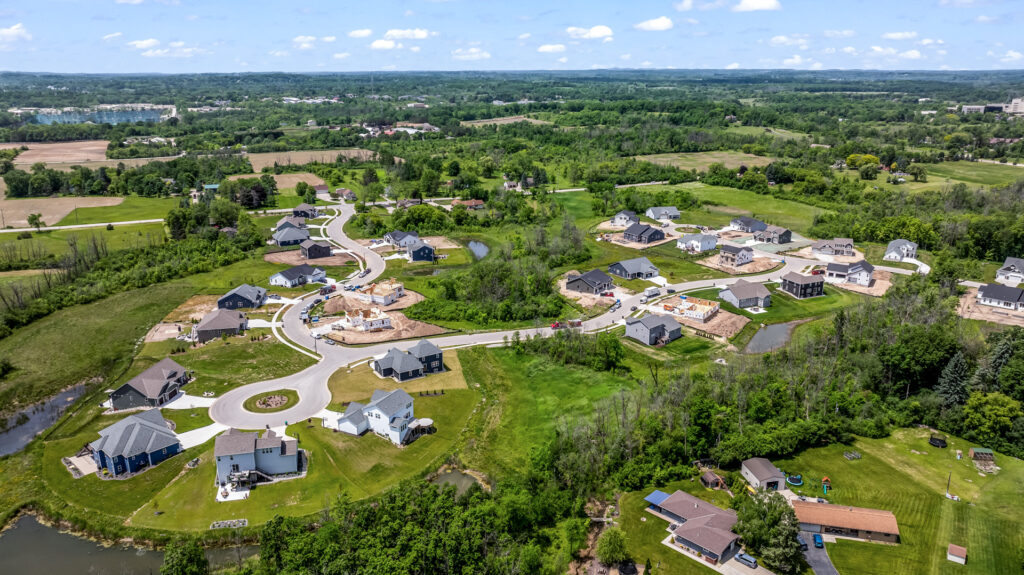 Aerial View of Edgewood Preserve New Home Community in Menomonee Falls Wisconsin
