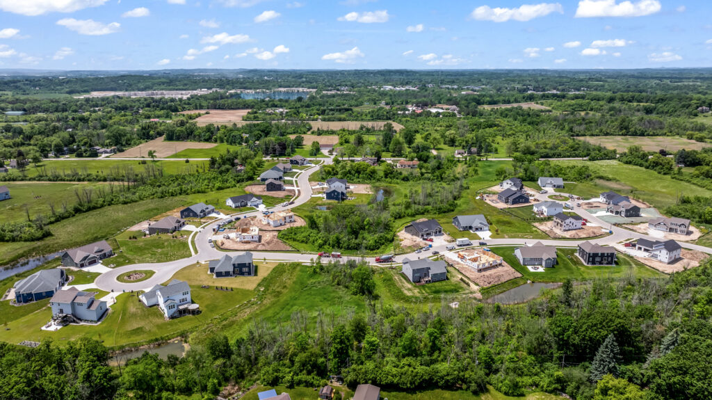 Aerial View of Edgewood Preserve New Home Community in Menomonee Falls Wisconsin