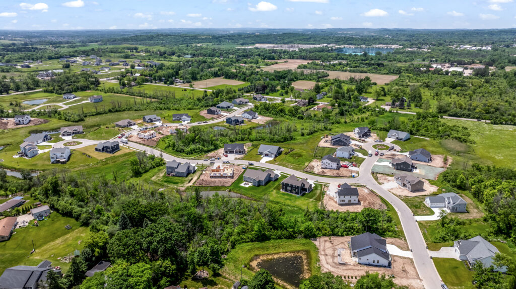 Aerial View of Edgewood Preserve New Home Community in Menomonee Falls Wisconsin