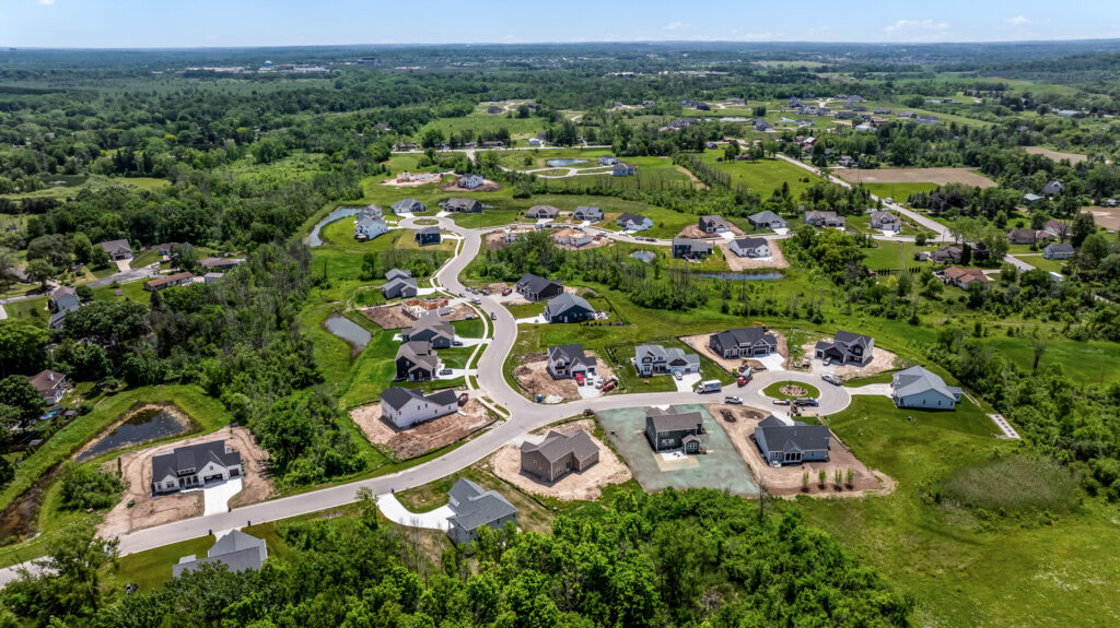 Aerial View of Edgewood Preserve New Home Community in Menomonee Falls Wisconsin