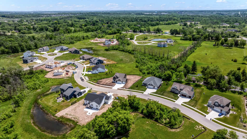 Aerial View of Edgewood Preserve New Home Community in Menomonee Falls Wisconsin