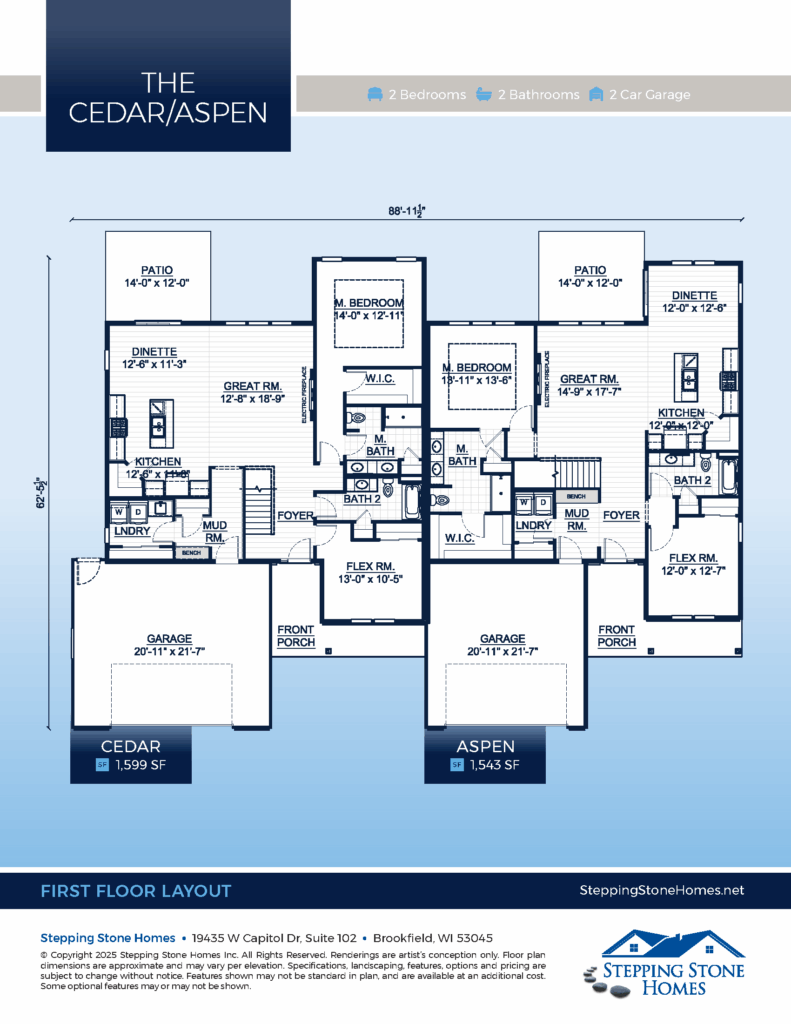 Aspen Duplex Floor Plan Stepping Stone Homes