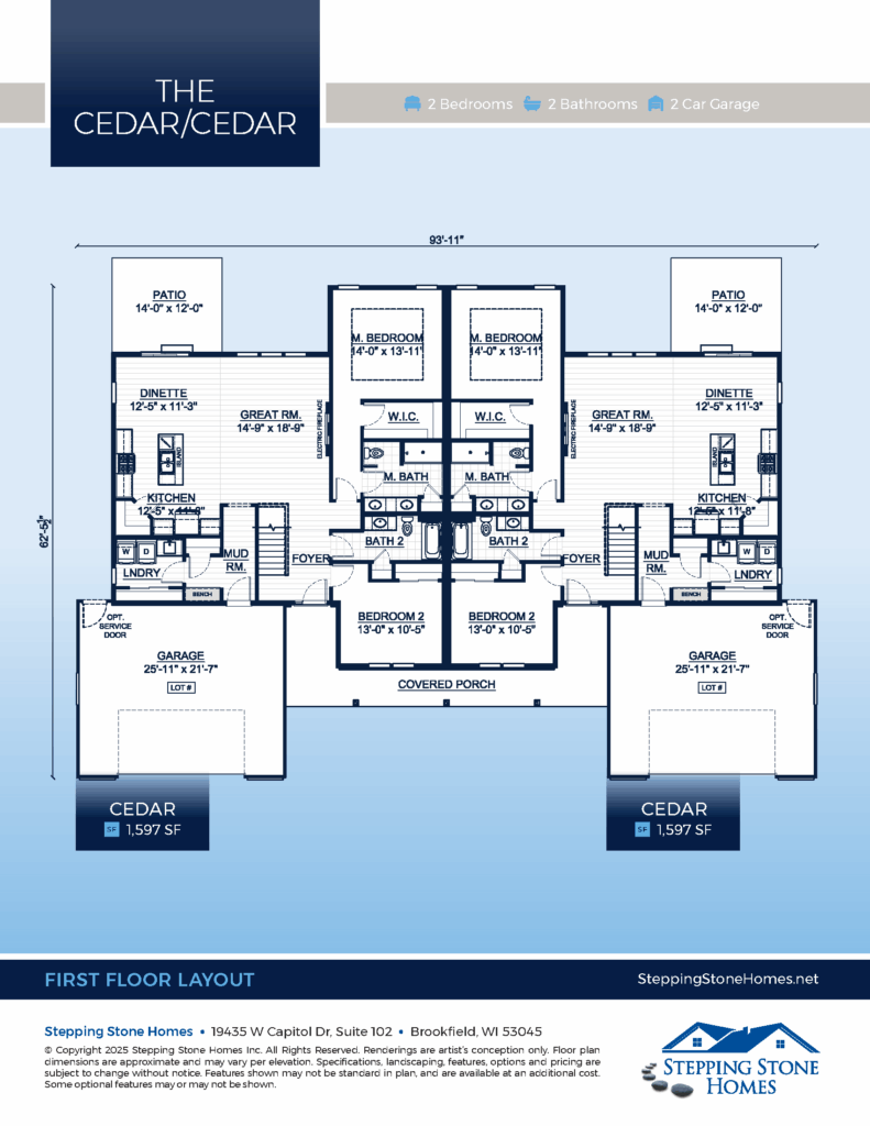 Cedar Duplex Floor Plan Stepping Stone Homes