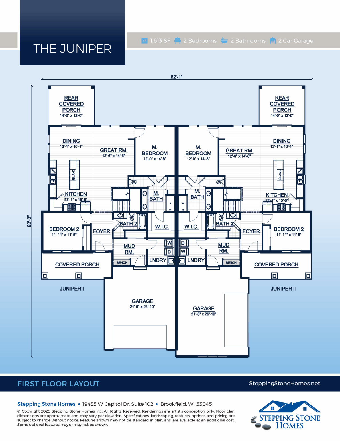 Juniper Duplex Floor Plan Stepping Stone Homes