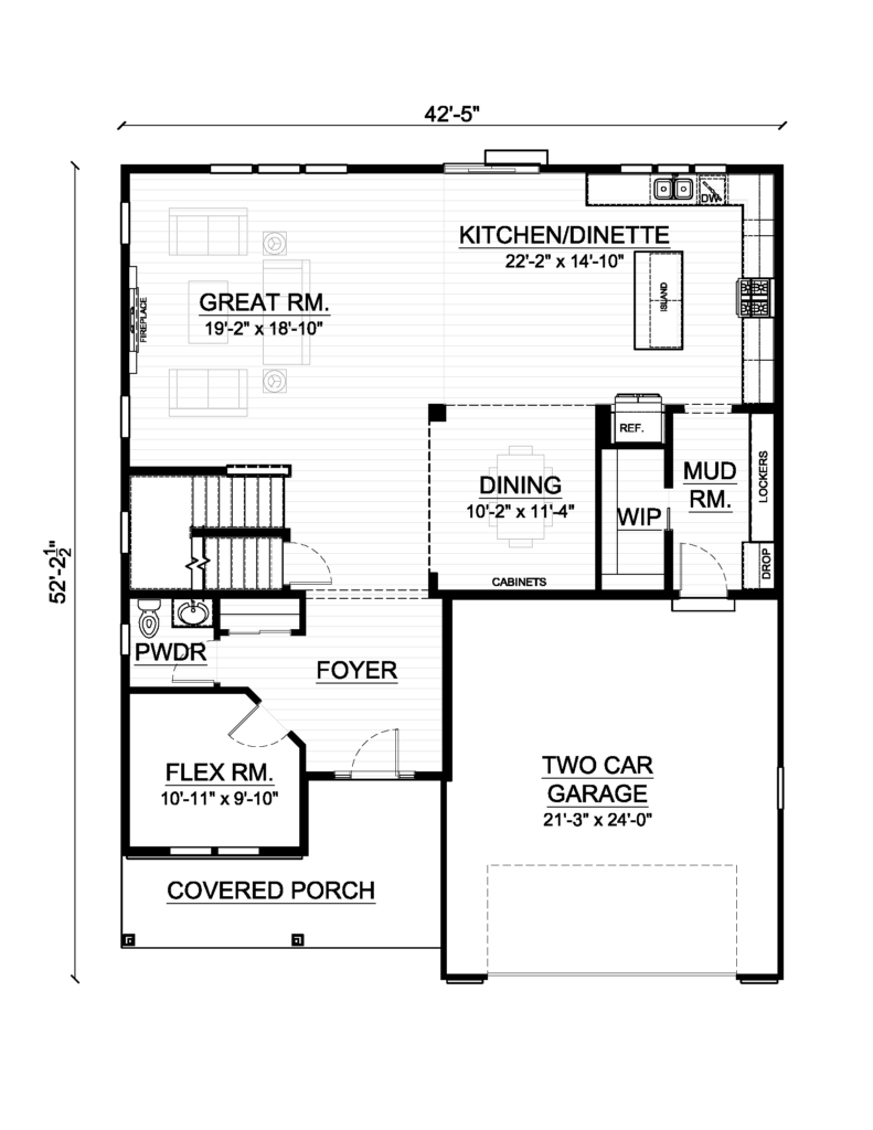 The Jude Ground Floor Plan by Stepping Stone Homes of Wisconsin