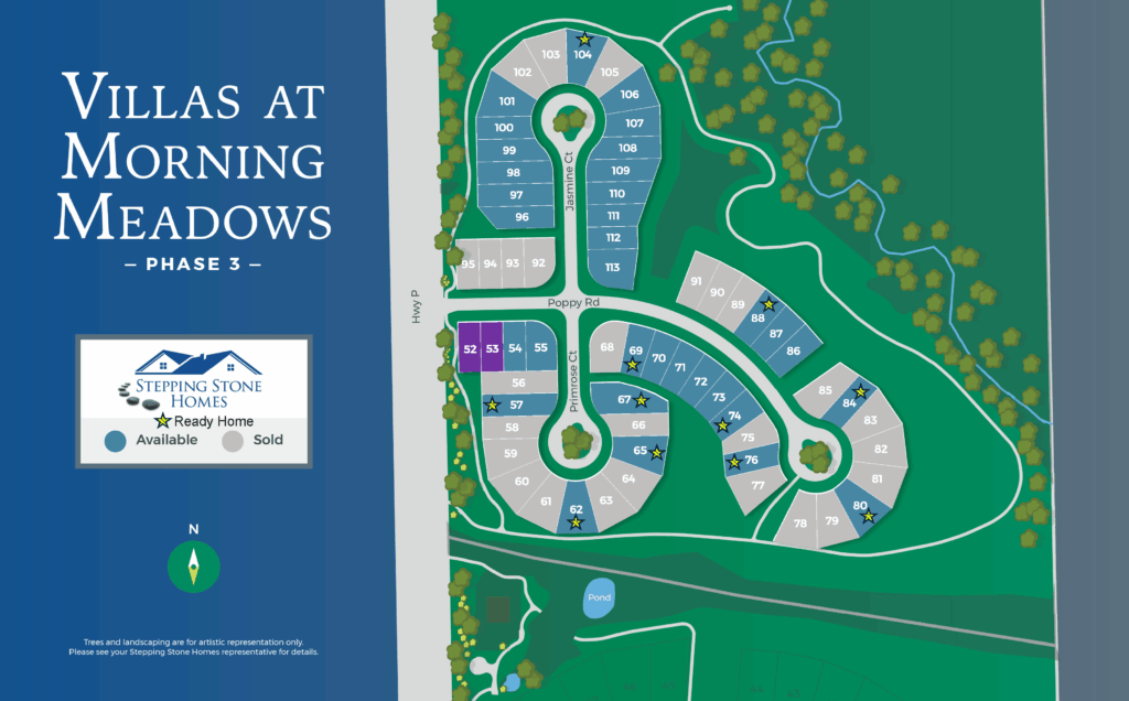 The Villas at Morning Meadows New Duplex Home Community Map in Jackson WI by Stepping Stone Homes