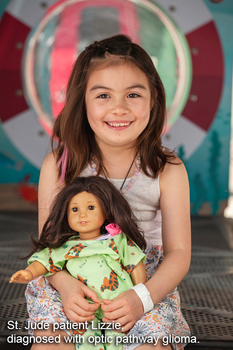 St. Jude patient Lizzie, diagnosed with optic pathway glioma.