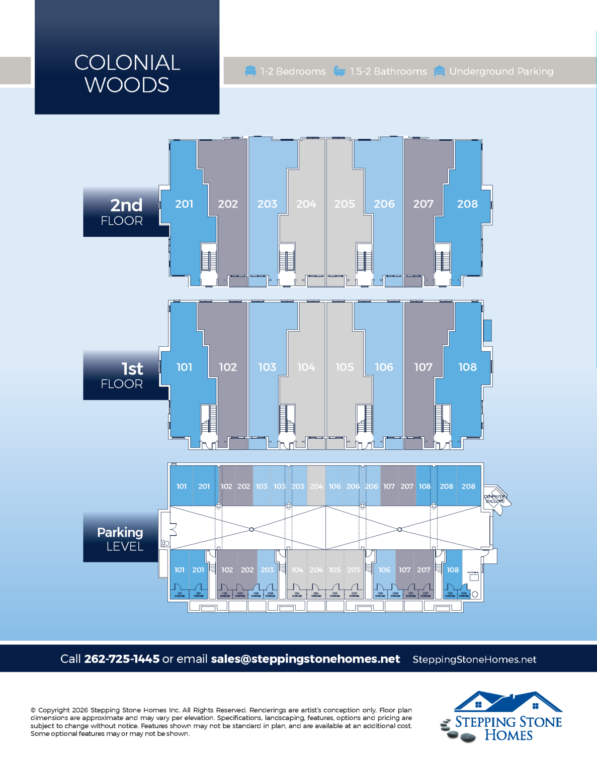 Building Layout of the Colonial Woods Condos in Oak Creek