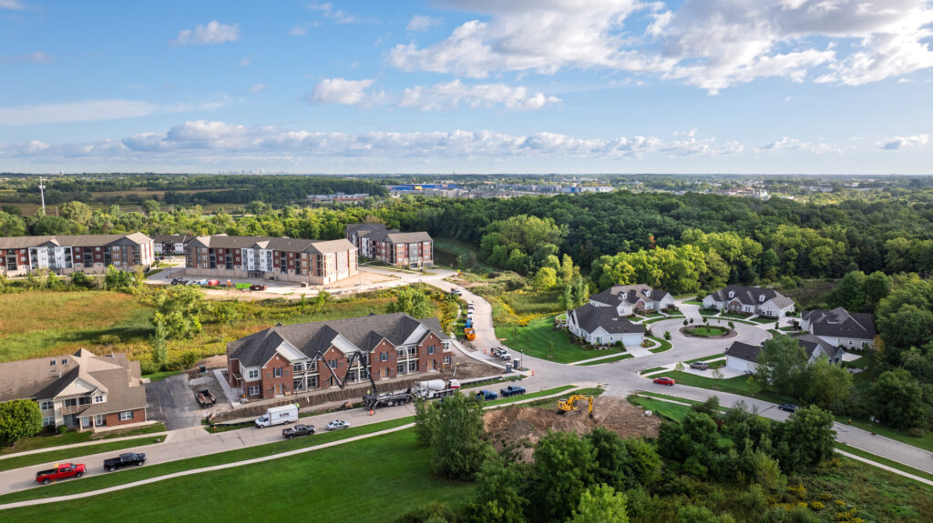 Aerial View of the Colonial Woods Condos in Oak Creek WI