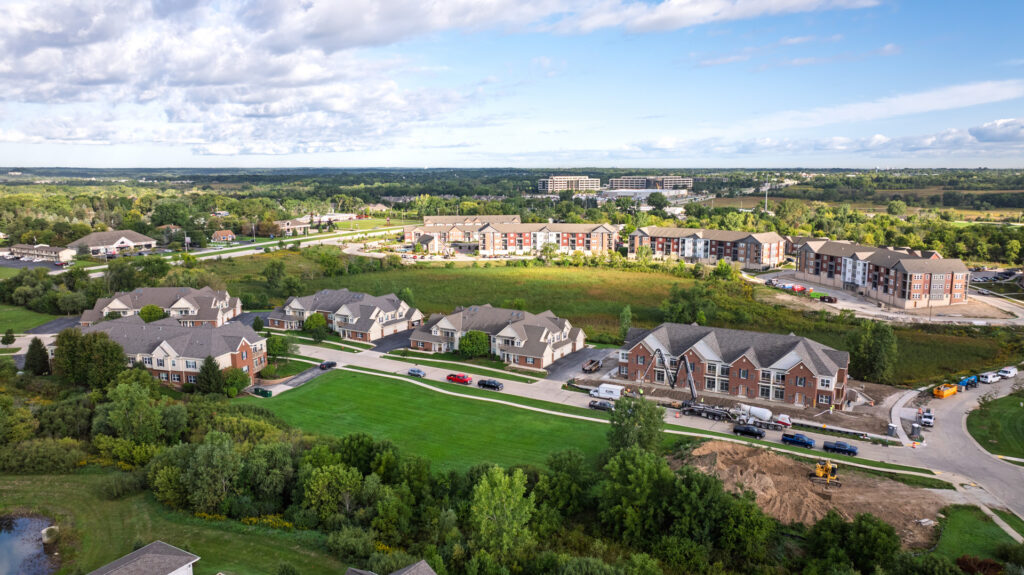 Aerial View of the Colonial Woods Condos in Oak Creek WI