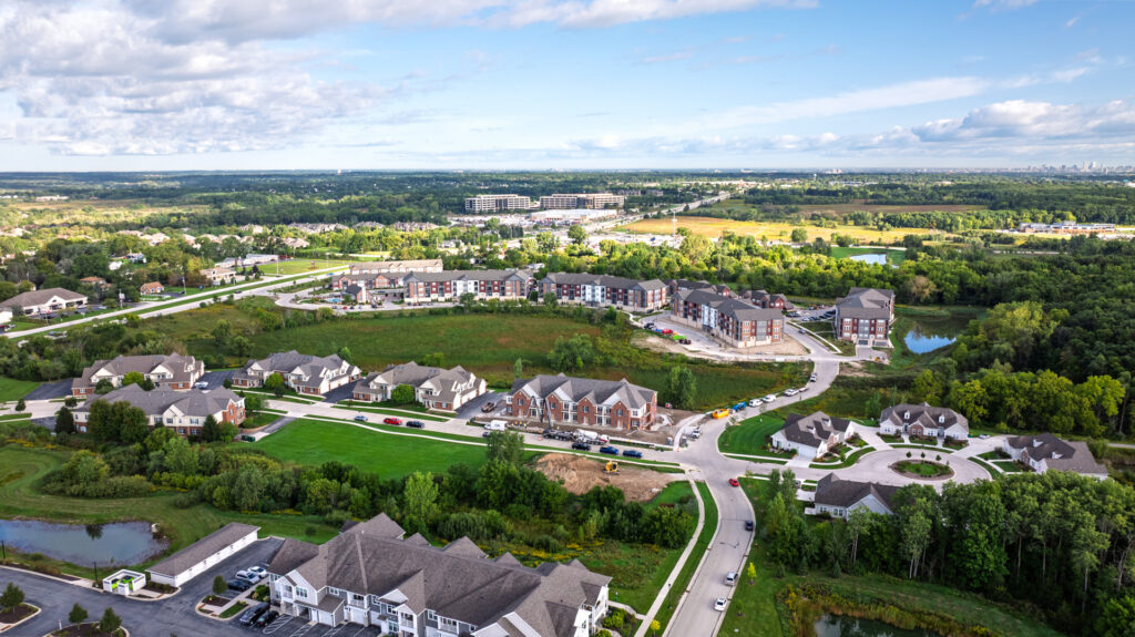 Aerial View of the Colonial Woods Condos in Oak Creek WI