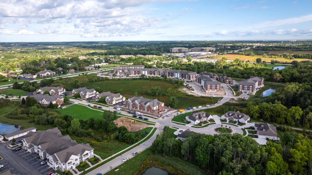 Aerial View of the Colonial Woods Condos in Oak Creek WI