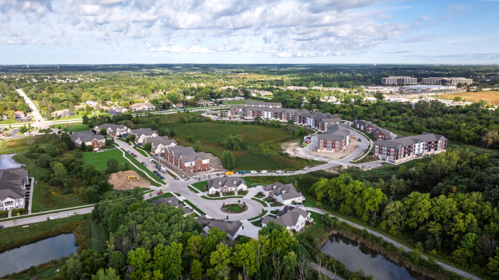 Aerial View of the Colonial Woods Condos in Oak Creek WI
