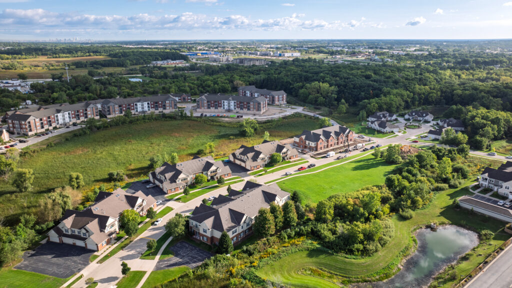 Aerial View of the Colonial Woods Condos in Oak Creek WI