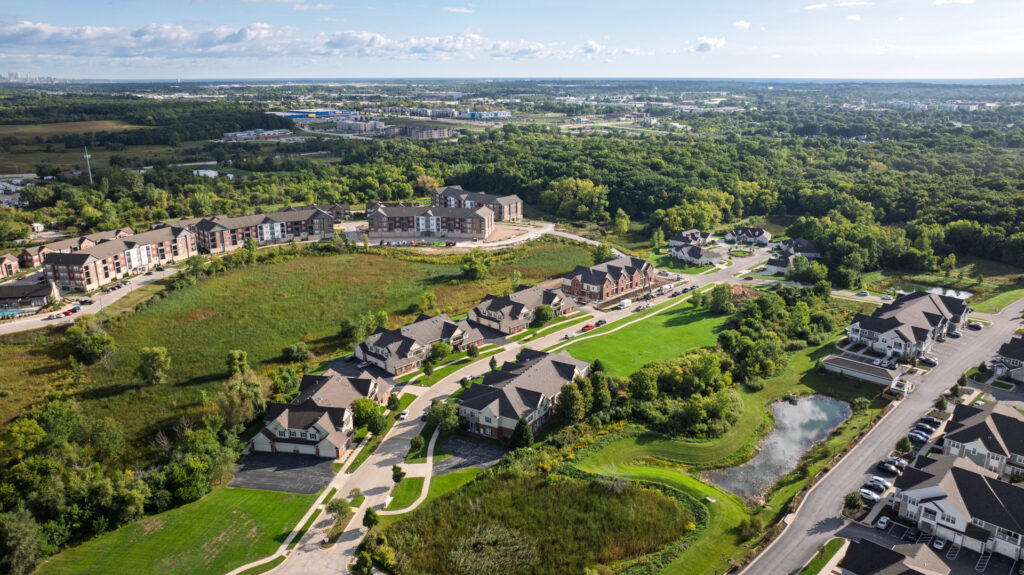 Aerial View of the Colonial Woods Condos in Oak Creek WI