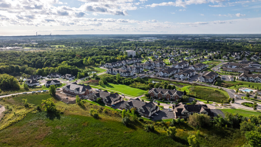 Aerial View of the Colonial Woods Condos in Oak Creek WI