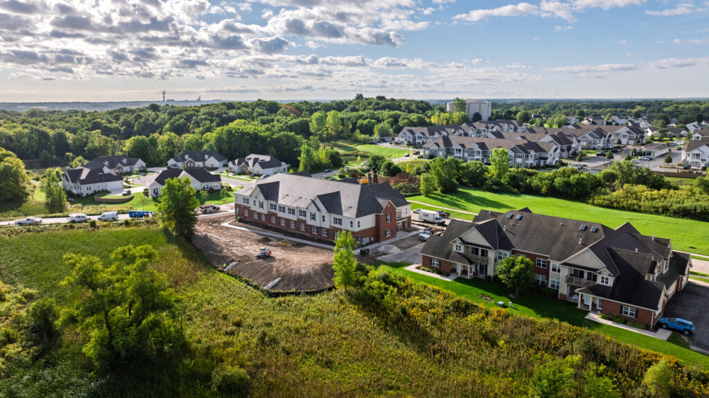 Aerial View of the Colonial Woods Condos in Oak Creek WI