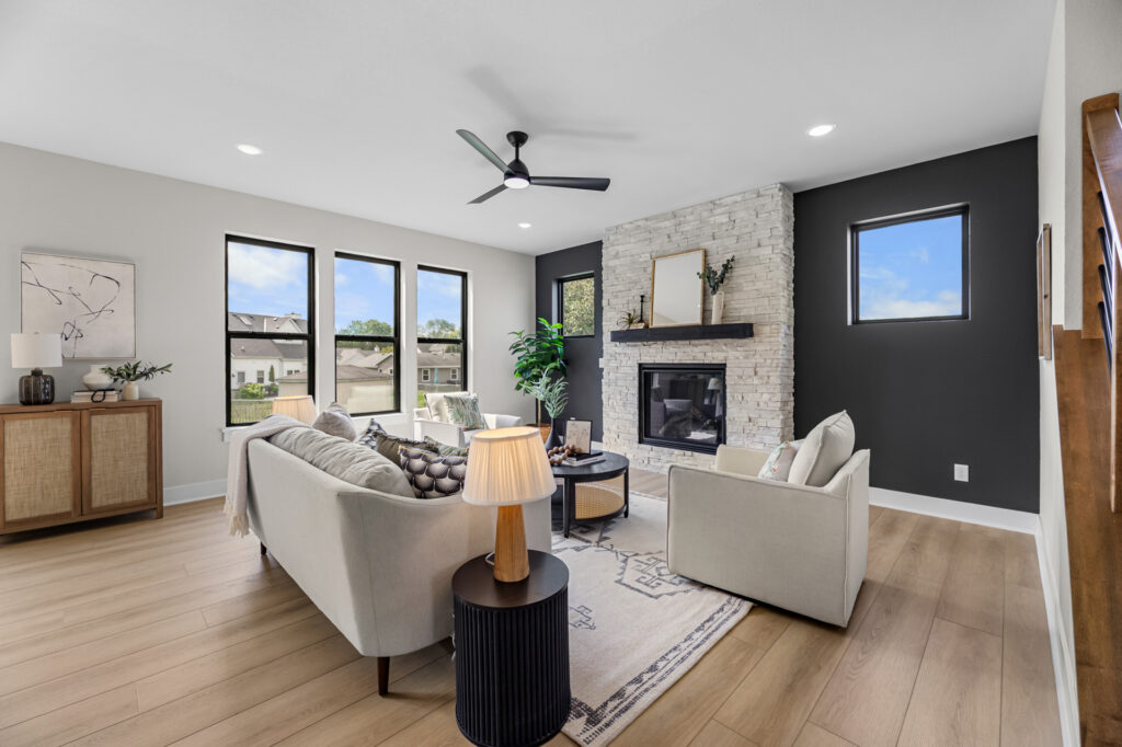 The Prescott Living Room by Stepping Stone Homes WI