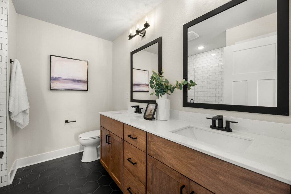 The Prescott Master Bathroom by Stepping Stone Homes WI