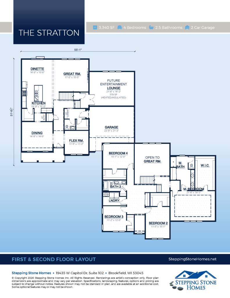 The Stratton 2 Story Home Floor Plan by Stepping Stone Homes WI